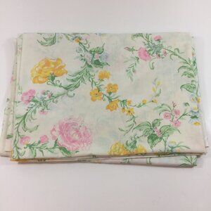 Vintage 1970s Sears Roebuck And Co Floral Perma-Prest Muslin Twin Flat Bed Sheet